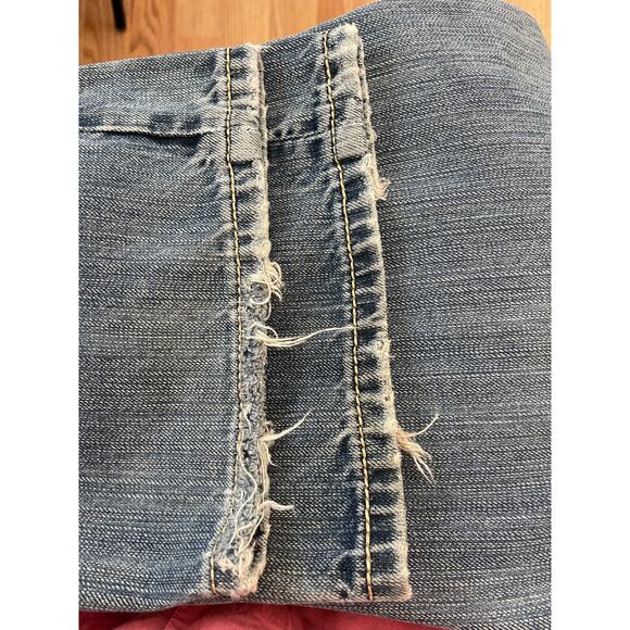 MEK Denim Blue Jeans Grand Island Distressed Button Flap Pockets 32x32 - Picture 4 of 10